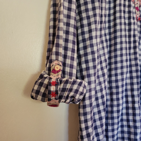 Johnny Was Workshop Gingham Plaid Embroidered Floral Button Down Top Rodeo Shirt - Picture 14 of 15